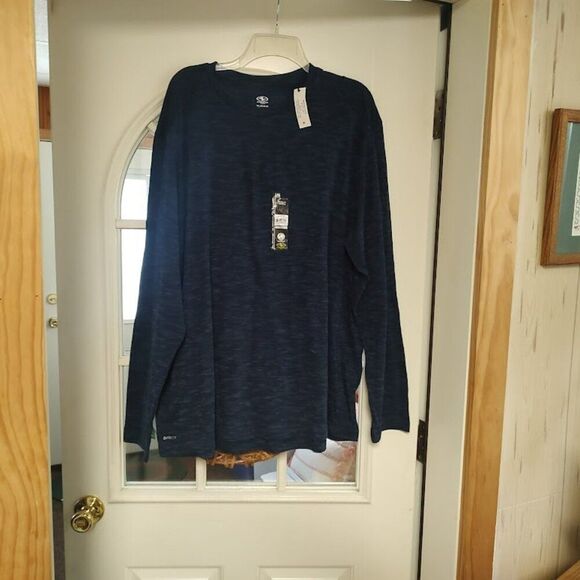 New Athletic Works Blue Tri Blend Tee Moisture Wicking Long Sleeve Men's 3XL - Picture 1 of 2